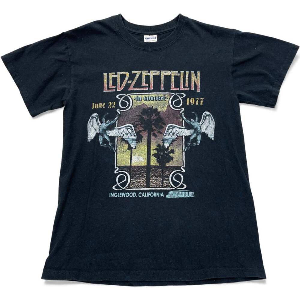 Led Zeppelin 1977 Inglewood California In Concert Repro Tee T-Shirt Size Small